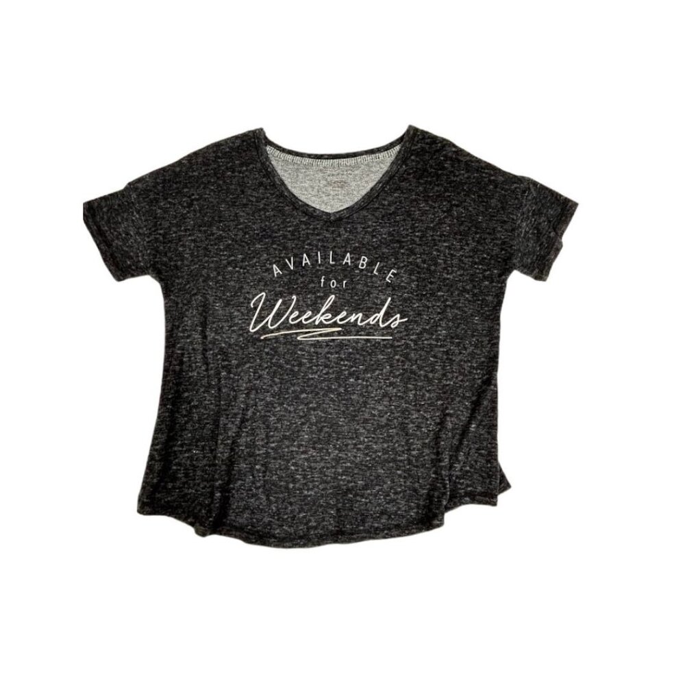 Danskin Women's "Available for Weekends" Heathered Gray T-Shirt Small